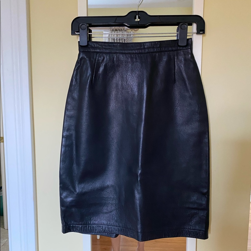 Leather Pencil Skirt with Back Slit
